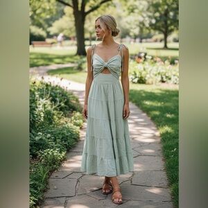 NWT Petal & Pup Lenny Maxi Dress in Sage - Size Small - Wedding Guest / Event